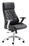 Chairs Leather Office Chair - 28.7" x 29" x 46.6" Black, Leatherette, Chromed Steel, Office Chair HomeRoots