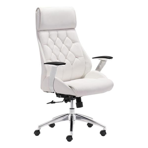 Chairs Leather Office Chair - 28.7" X 29" X 49" White Leatherette Office Chair HomeRoots