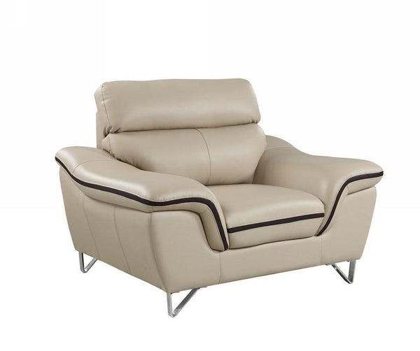 Chairs Leather Office Chair - 36" Contemporary Beige Leather Chair HomeRoots