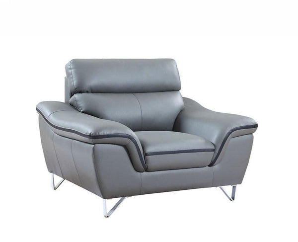 Chairs Leather Office Chair - 36" Contemporary Grey Leather Chair HomeRoots