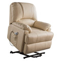 Chairs Lift Chairs - 34" X 37" X 41" Beige Leatherette Power Lift Massage Recliner HomeRoots