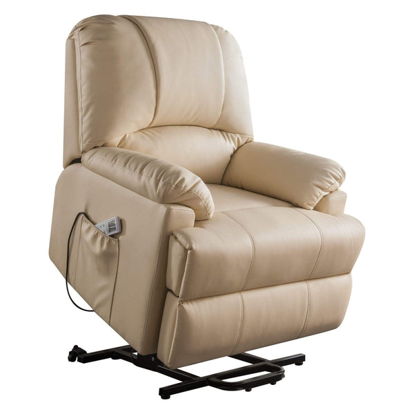 Chairs Lift Chairs - 34" X 37" X 41" Beige Leatherette Power Lift Massage Recliner HomeRoots