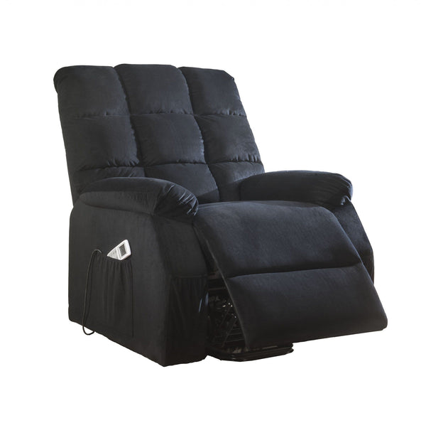 Chairs Lift Chairs - 34" X 37" X 41" Black Velvet Recliner With Power Lift And Massage HomeRoots