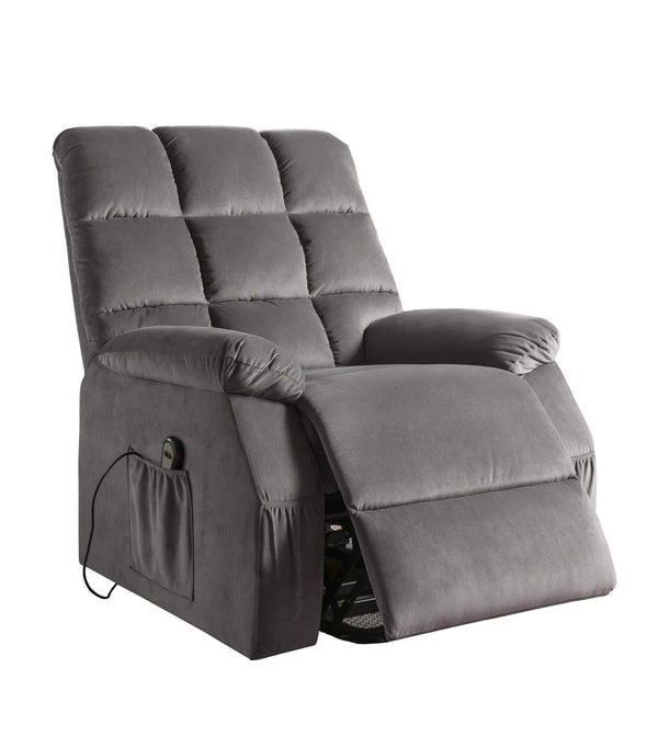 Chairs Lift Chairs - 34" X 37" X 41" Gray Velvet Recliner With Power Lift And Massage HomeRoots