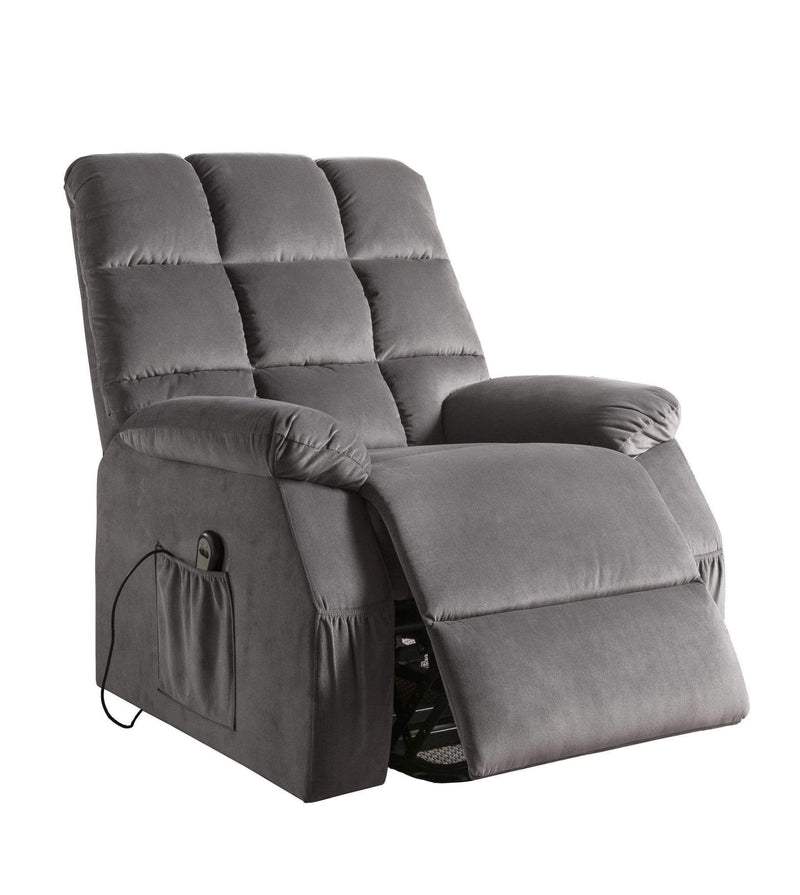 Chairs Lift Chairs - 34" X 37" X 41" Gray Velvet Recliner With Power Lift And Massage HomeRoots