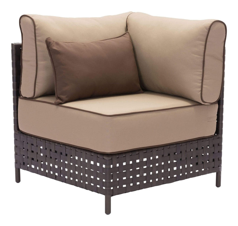 Chairs Lounge Chair - 31.5" x 31.5" x 35.4" Brown & Beige, Sunroof Fabric, Aluminum, Synthetic Weave, Corner Chair HomeRoots