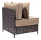 Chairs Lounge Chair - 31.5" x 31.5" x 35.4" Brown & Beige, Sunroof Fabric, Aluminum, Synthetic Weave, Corner Chair HomeRoots