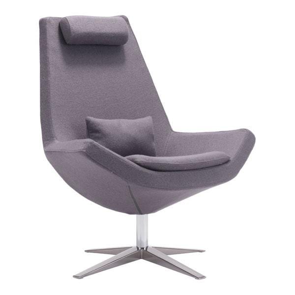 Chairs Lounge Chair - 35" X 32.3" X 40.6" Charcoal Gray Polyblend Occasional Chair HomeRoots