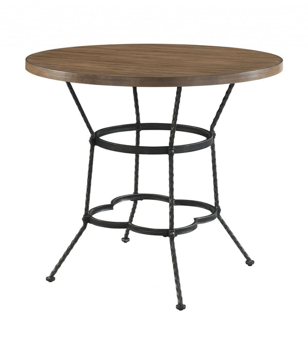 Chairs Lounge Chair - 42" X 42" X 36" Walnut Antique Black Metal Wood 5Pc Pk Counter Height Set HomeRoots