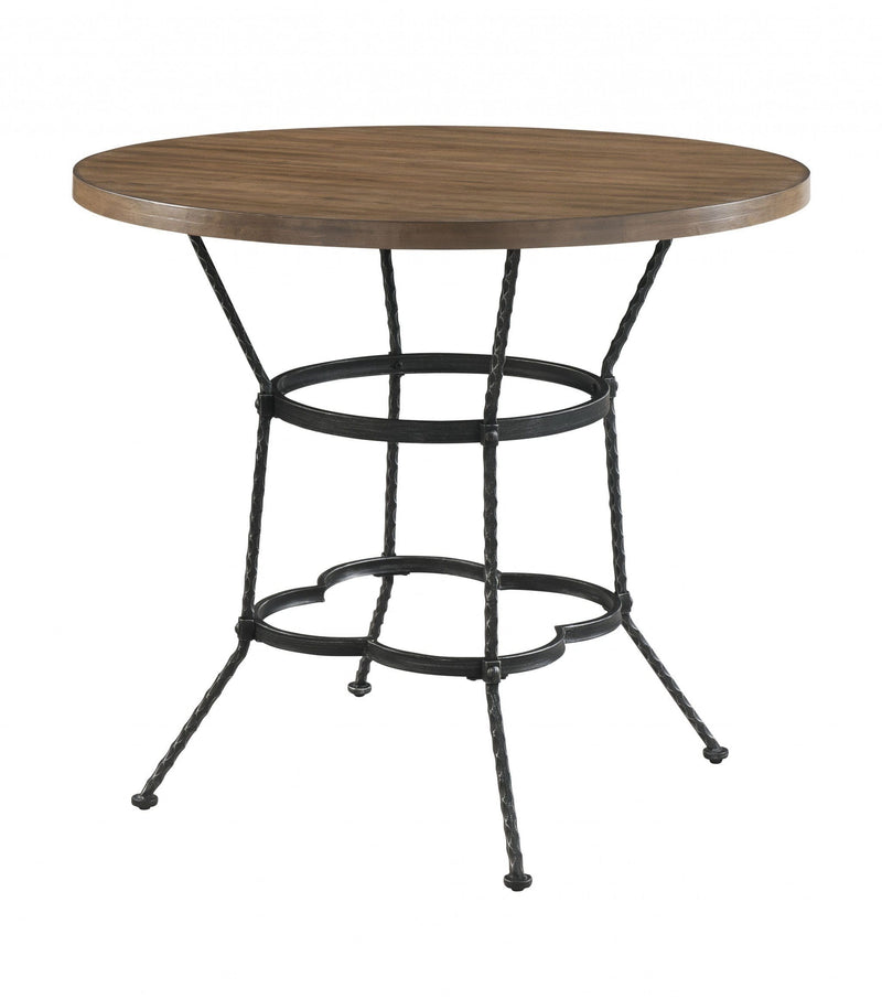 Chairs Lounge Chair - 42" X 42" X 36" Walnut Antique Black Metal Wood 5Pc Pk Counter Height Set HomeRoots