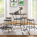 Chairs Lounge Chair - 42" X 42" X 36" Walnut Antique Black Metal Wood 5Pc Pk Counter Height Set HomeRoots