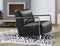 Chairs Lounge Chair Indoor - 28" Black Leather, Foam, and Stainless Steel Lounge Chair HomeRoots