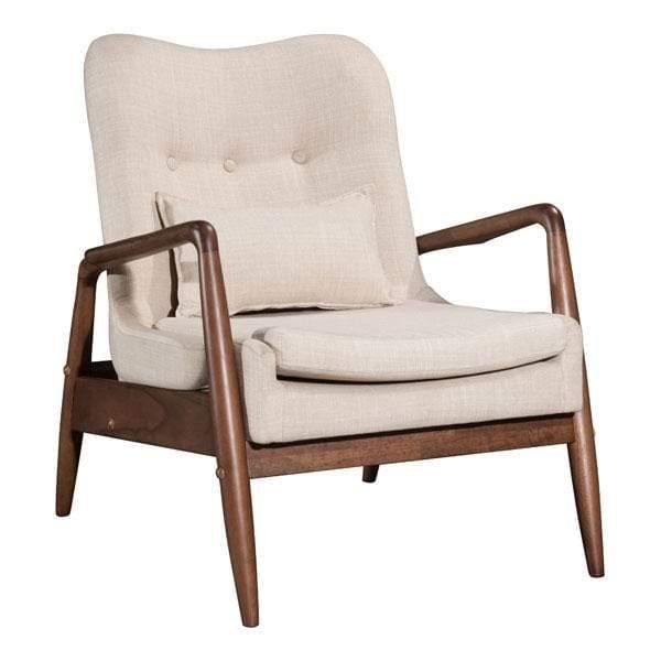 Chairs Lounge Chair Indoor - 30.3" X 33.5" X 32.7" Beige Bully Lounge Chair And Ottoman HomeRoots