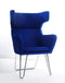 Chairs Lounge Chair Indoor - 43" Blue Fabric, Wool, and Polyester Lounge Chair HomeRoots