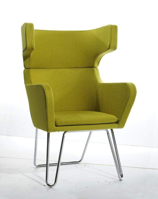 Chairs Lounge Chair Indoor - 43" Green Fabric, Wool, and Polyester Lounge Chair HomeRoots