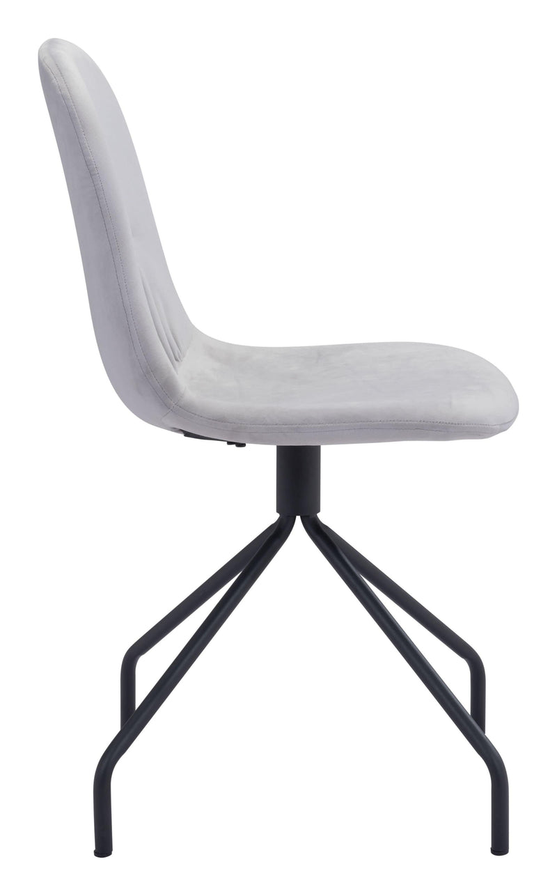 Chairs Modern Chair - 17.7" x 20.9" x 33.9" Light Gray, Velvet, Steel & Plywood, Chair - Set of 2 HomeRoots