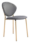 Chairs Modern Chair - 18.1" x 23.6" x 32.3" Dark Gray & Gold, Velvet, Steel & Plywood, Chair - Set of 2 HomeRoots