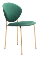 Chairs Modern Chair - 18.1" x 23.6" x 32.3" Green & Gold, Velvet, Steel & Plywood, Chair - Set of 2 HomeRoots
