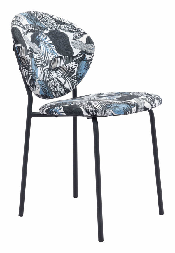 Chairs Modern Chair - 18.1" x 23.6" x 32.3" Leaf Multicolor & Black, Steel & Plywood, Chair - Set of 2 HomeRoots