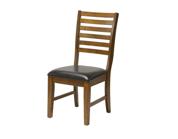 Chairs Modern Chair - 18" X 23" X 39" Tobacco Hardwood Side Chair w/ Vinyl Seat HomeRoots