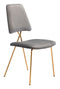 Chairs Modern Chair - 19.7" x 21.9" x 35.8" Gray & Gold, Velvet, Steel & Plywood, Chair - Set of 2 HomeRoots