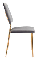 Chairs Modern Chair - 19.7" x 21.9" x 35.8" Gray & Gold, Velvet, Steel & Plywood, Chair - Set of 2 HomeRoots