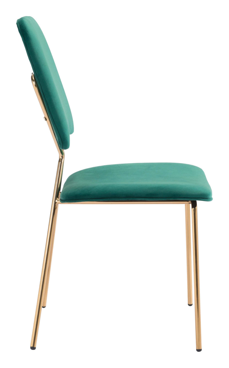 Chairs Modern Chair - 19.7" x 21.9" x 35.8" Green & Gold, Velvet, Steel & Plywood, Chair - Set of 2 HomeRoots