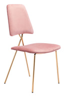 Chairs Modern Chair - 19.7" x 21.9" x 35.8" Pink & Gold, Velvet, Steel & Plywood, Chair - Set of 2 HomeRoots