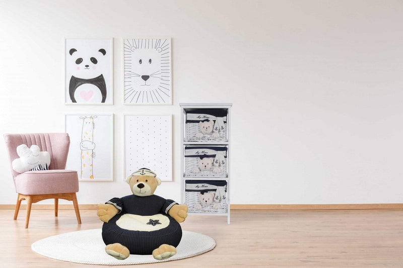 Chairs Modern Chair - 21.65" x 21.65" x 19.68" White, Blue, Navy Bear - Chair HomeRoots
