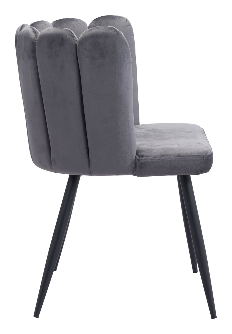 Chairs Modern Chair - 22" x 22" x 31.5" Dark Gray, Velvet, Steel & Plywood, Chair - Set of 2 HomeRoots