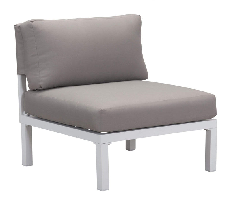 Chairs Modern Chair - 28" x 30.3" x 28.7" White & Gray, Sunproof Fabric, Aluminum, Armless Chair HomeRoots