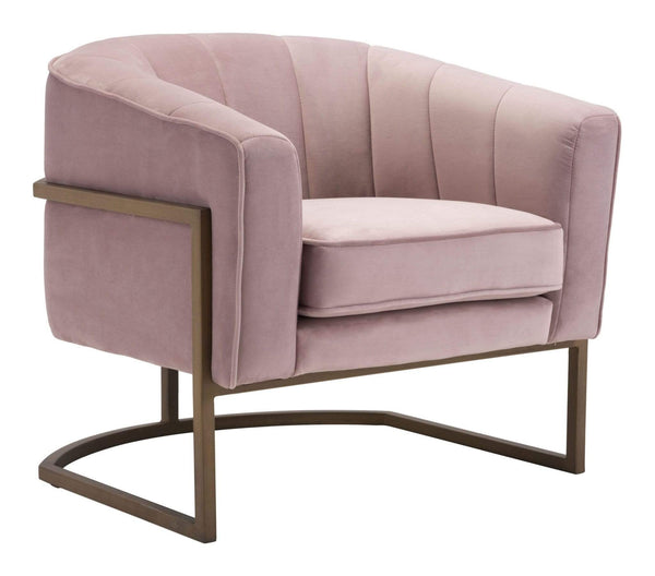 Chairs Modern Chair - 32.7" x 31.5" x 30.1" Pink, Velvet, Painted Steel, Occasional Chair HomeRoots