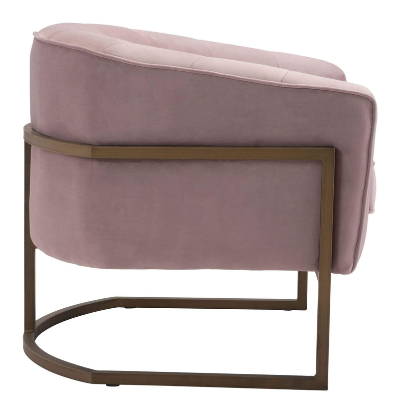 Chairs Modern Chair - 32.7" x 31.5" x 30.1" Pink, Velvet, Painted Steel, Occasional Chair HomeRoots