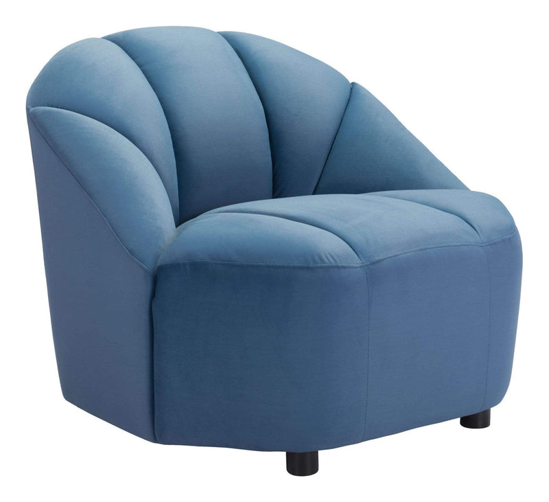 Chairs Modern Chair - 35.8" x 36.2" x 30.7" Dark Blue Velvet, Pine, Plywood, MDF, Zinc Alloy, Chair HomeRoots
