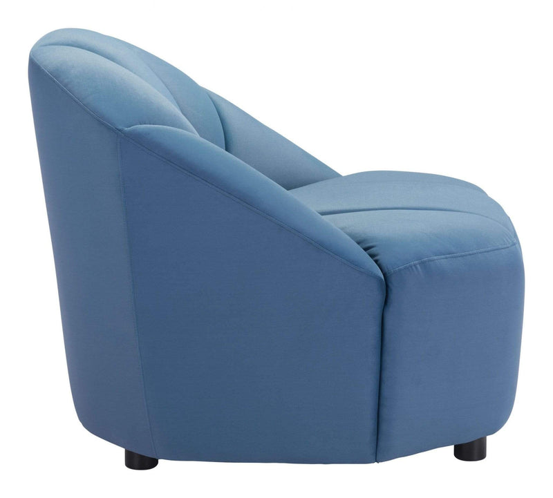 Chairs Modern Chair - 35.8" x 36.2" x 30.7" Dark Blue Velvet, Pine, Plywood, MDF, Zinc Alloy, Chair HomeRoots