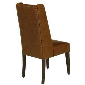 Chairs Modern Dining Chairs - 20.5" x 22.5" x 44.5" Leather and Wood Brown Modern Contemporary Dining Chair HomeRoots