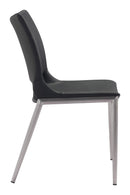 Chairs Modern Dining Chairs - 21.3" x 22.2" x 35" Black, Leatherette, Brushed Stainless Steel, Dining Chair - Set of 2 HomeRoots