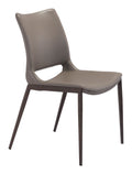 Chairs Modern Dining Chairs - 21.3" x 22.2" x 35" Gray & Walnut, Leatherette, Brushed Stainless Steel, Dining Chair - Set of 2 HomeRoots