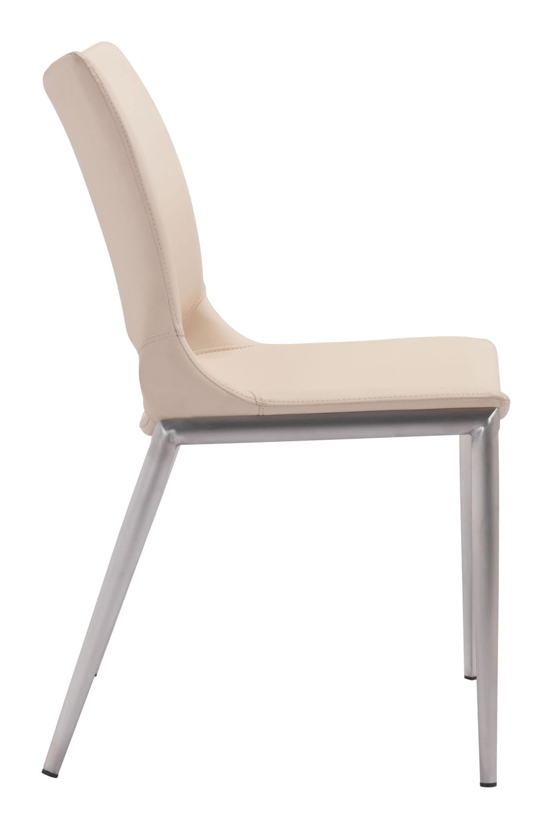 Chairs Modern Dining Chairs - 21.3" x 22.2" x 35" Light Pink, Leatherette, Brushed Stainless Steel, Dining Chair - Set of 2 HomeRoots