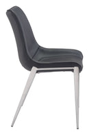 Chairs Modern Dining Chairs - 21.3" x 23.6" x 35.4" Black, Leatherette, Brushed Stainless Steel, Dining Chair - Set of 2 HomeRoots