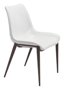 Chairs Modern Dining Chairs - 21.3" x 23.6" x 35.4" White & Walnut, Leatherette, Brushed Stainless Steel, Dining Chair - Set of 2 HomeRoots