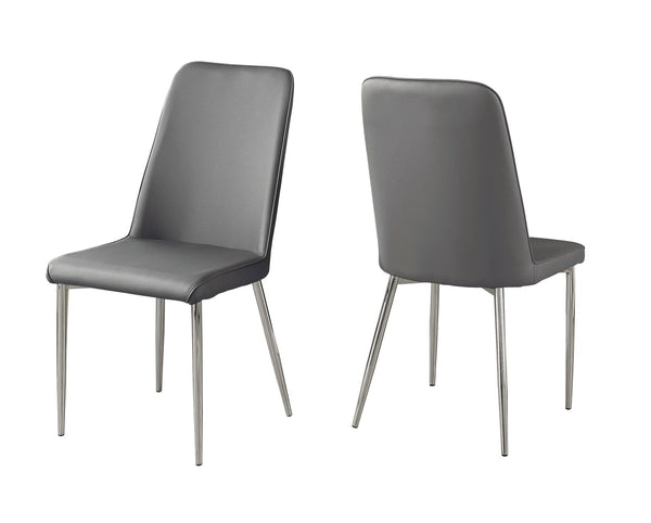 Chairs Modern Dining Chairs - 33" x 36" x 74" Grey, Foam, Metal, Leather-Look - Dining Chairs 2pcs HomeRoots
