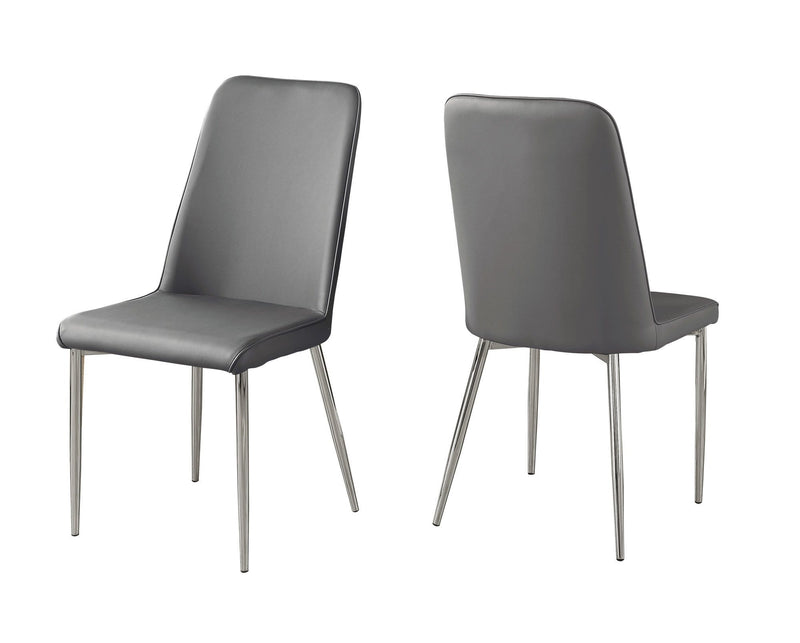 Chairs Modern Dining Chairs - 33" x 36" x 74" Grey, Foam, Metal, Leather-Look - Dining Chairs 2pcs HomeRoots