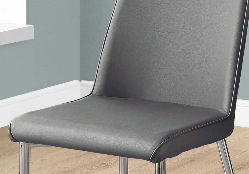 Chairs Modern Dining Chairs - 33" x 36" x 74" Grey, Foam, Metal, Leather-Look - Dining Chairs 2pcs HomeRoots