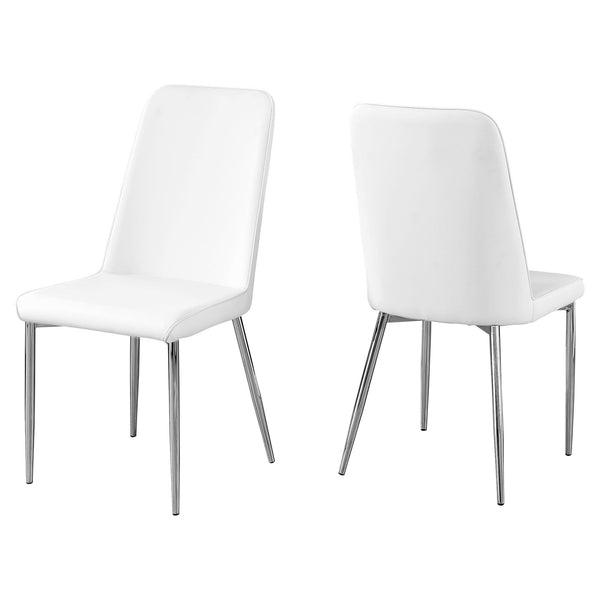Chairs Modern Dining Chairs - 33" x 36" x 74" White, Foam, Metal, Leather-Look - Dining Chairs 2pcs HomeRoots
