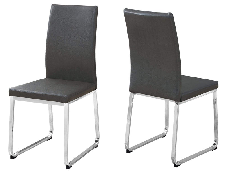 Chairs Modern Dining Chairs - 39'.5" x 34" x 76" Grey, Foam, Metal, Leather-Look - Dining Chairs 2pcs HomeRoots