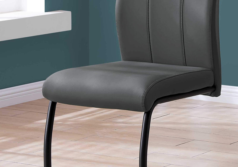 Chairs Modern Dining Chairs - 40'.5" x 34'.5" x 77'.5" Grey, Black, Foam, Metal, Leather-Look - Dining Chairs 2pcs HomeRoots