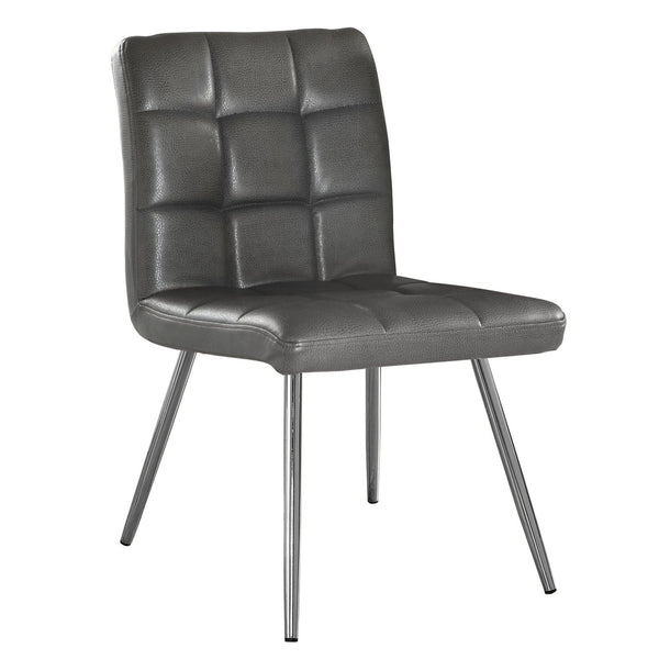 Chairs Modern Dining Chairs - 47" x 37" x 63" Grey, Foam, Metal, Polyurethane, Leather-Look - Dining Chairs 2pcs HomeRoots
