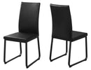 Chairs Modern Dining Chairs - Two 38" Black Leather Look, Foam, and Metal Dining Chairs HomeRoots