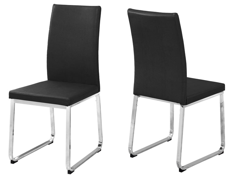 Chairs Modern Dining Chairs - Two 39.5" Leather Look, Foam, and Chrome Metal Dining Chairs HomeRoots